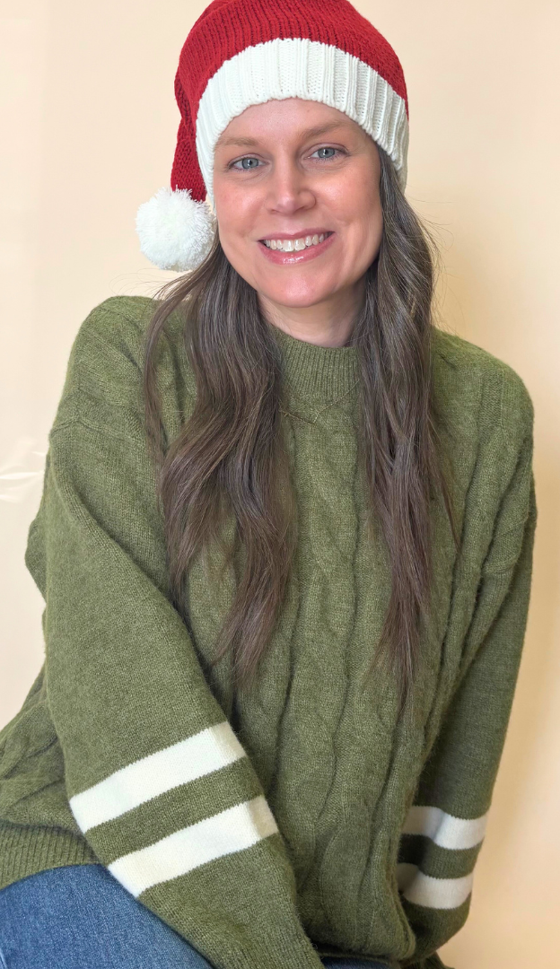 Cozy Cable Knit Sweater - Olive